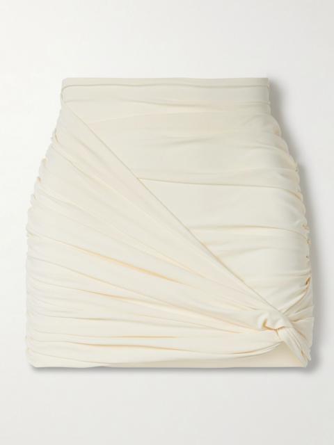 MAGDA BUTRYM Twist-front ruched swim skirt Cream