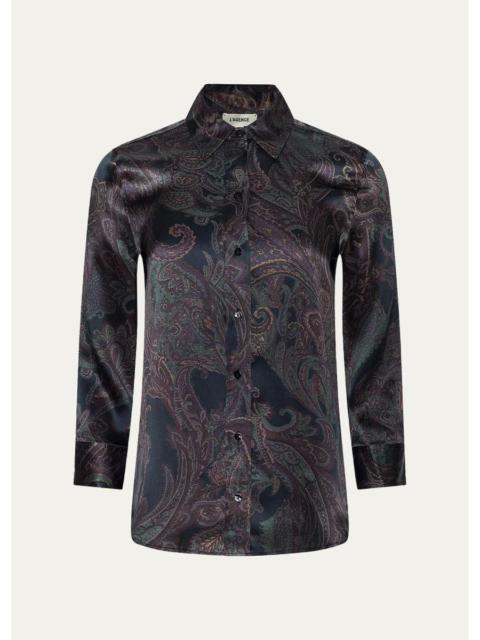 L'AGENCE Dani Paisley Silk 3/4 Sleeve Blouse