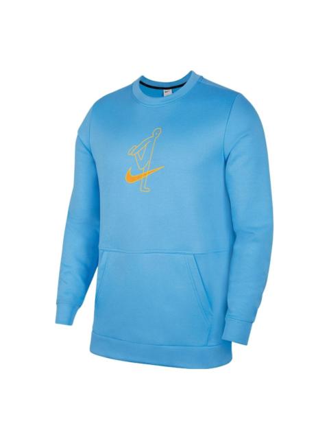 Nike Men's Nike As Nk TF Turf Top Ls Crew Story P Casual Character Printing Round Neck Pullover Blue DM59