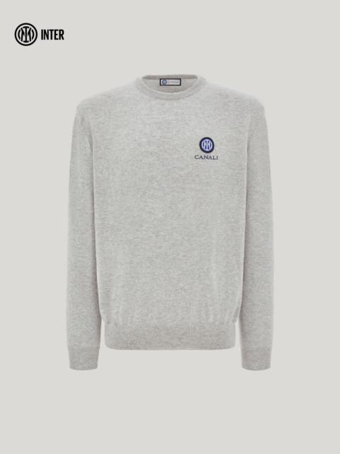 Canali GRAY MÉLANGE CASHMERE CREW NECK SWEATER - INTER COLLECTION