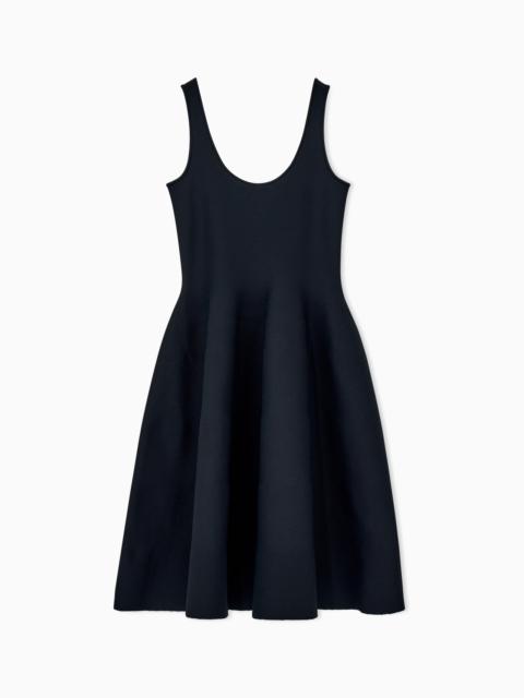 EMPORIO ARMANI SLEEVELESS DOUBLE KNIT A-LINE DRESS WITH A SCOOP NECKLINE