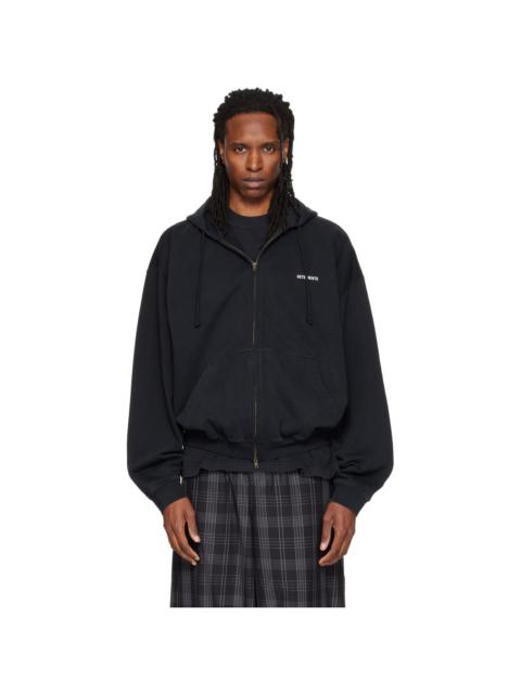 VETEMENTS Black Classic Logo Zip Up Hoodie