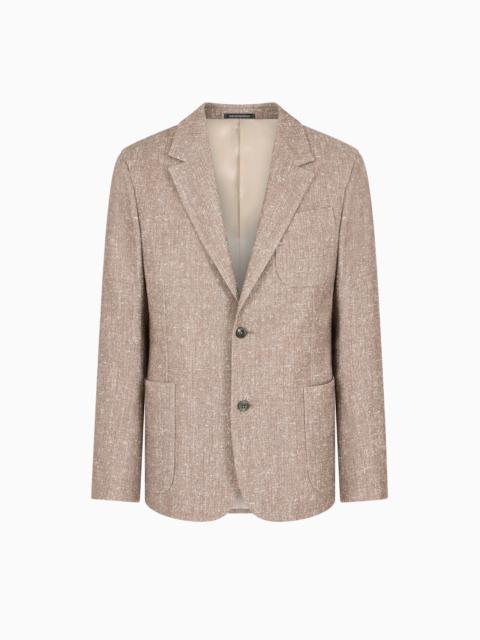 EMPORIO ARMANI SLIM-FIT, SINGLE-BREASTED JACKET IN A LIGHTWEIGHT FRISÉ VIRGIN-WOOL BLEND