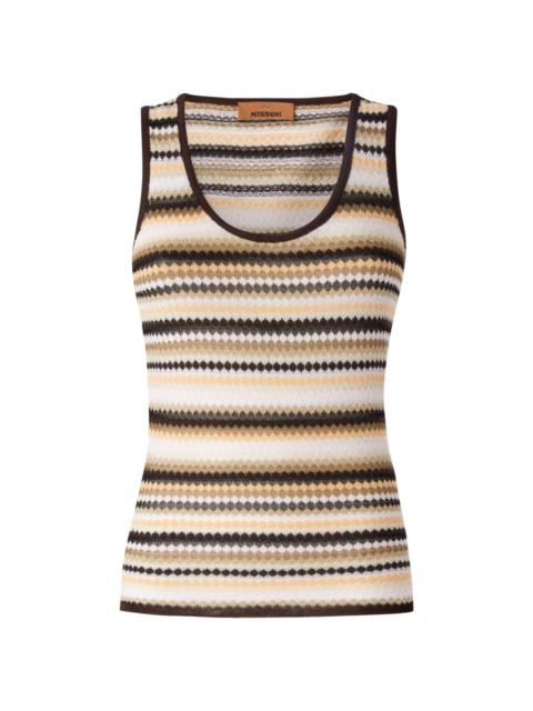 striped ribbed-knit tank top