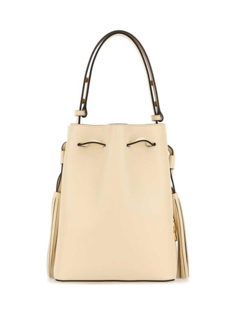 Valentino Ivory Leather Vlogo Signature Bucket Bag