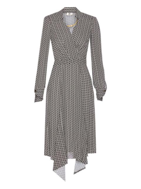 ELISABETTA FRANCHI geometric-print V-neck midi dress