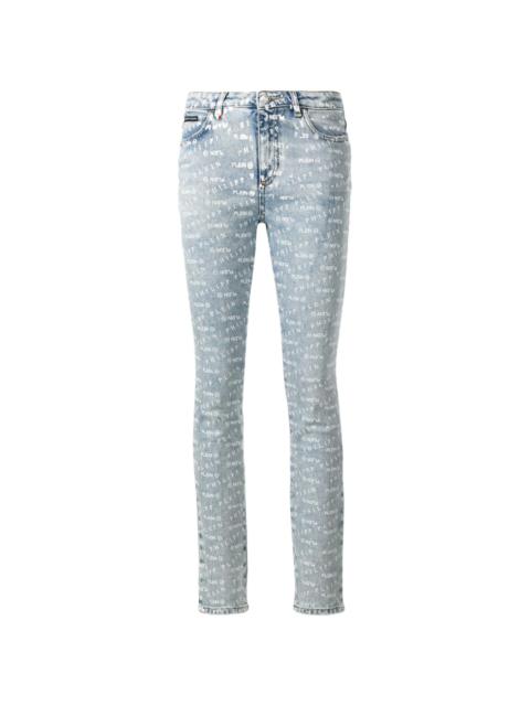 PHILIPP PLEIN logo print skinny jeans