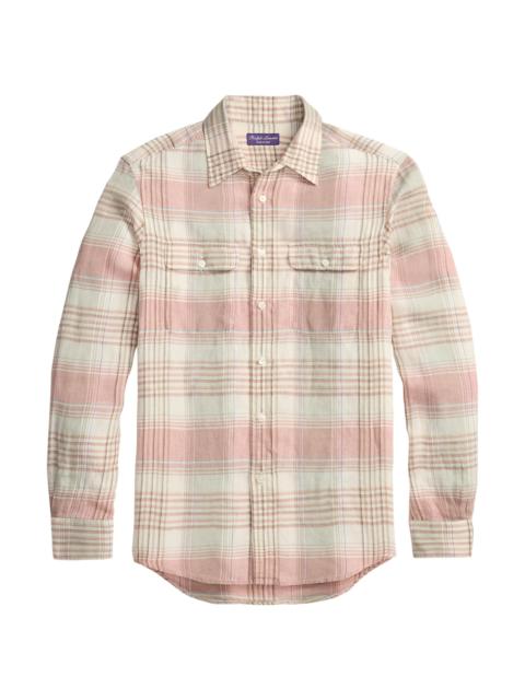 Ralph Lauren Men's Plaid Linen Long-Sleeve Sport Shirt - Raspberry
