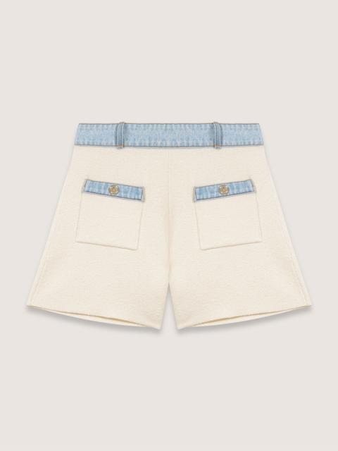 maje Knitted shorts with denim trim