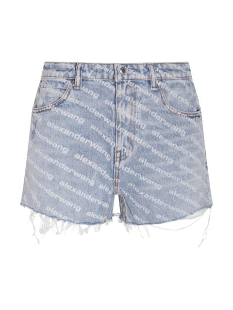 light blue cotton denim shorts