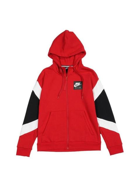 Nike Nike Air Hood Fz Flc Logo Printing Contrasting Colors Sports hooded Fleece Lined Jacket Red CD9223-6