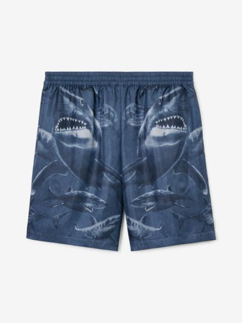Shark Print Silk Shorts