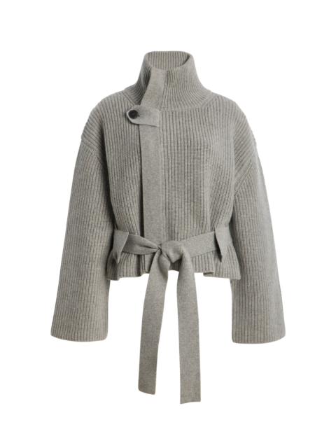 BRANDON MAXWELL The Neal Belted Recycled-Cashmere-Blend Sweater grey