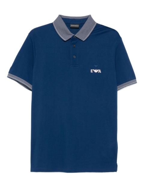 EMPORIO ARMANI eagle-logo striped-collar polo shirt