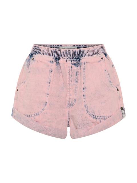 ONE TEASPOON Hunters Mid Waist Boyfriend Elasticated Denim Shorts - Pink Haze