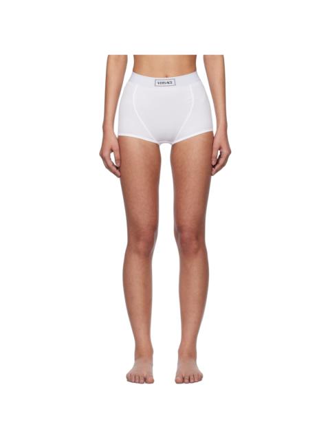 VERSACE White 90s Vintage Logo Ribbed Boy Shorts