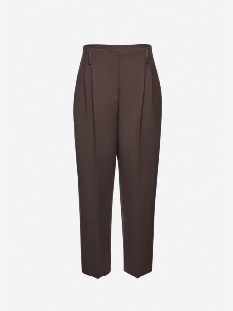 MAGDA BUTRYM Tapered linen trousers in brown