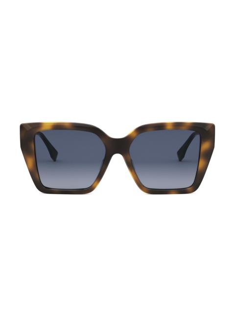 FENDI Women's Diamonds 54MM Butterfly Sunglasses - Dark Havana Blue