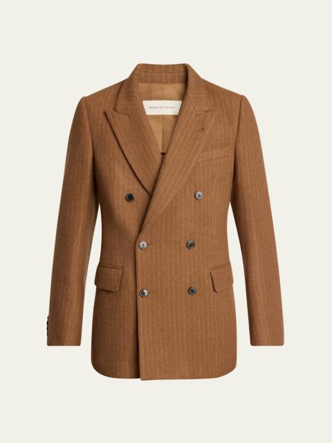 Dries Van Noten Men's Worsted Wool Twill Double-Breasted Blazer