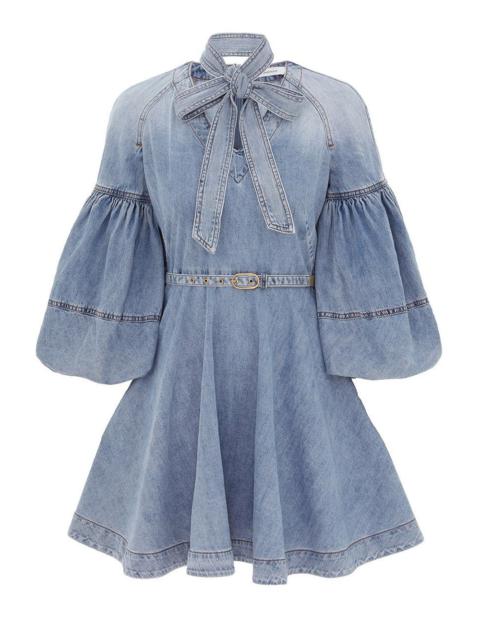 Zimmermann TIE NECK DENIM MINI