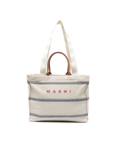 embroidered-logo canvas tote bag