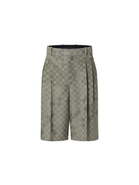 Louis Vuitton Louis Vuitton Tailored Wide Damier Damoflage Wool Shorts Grey