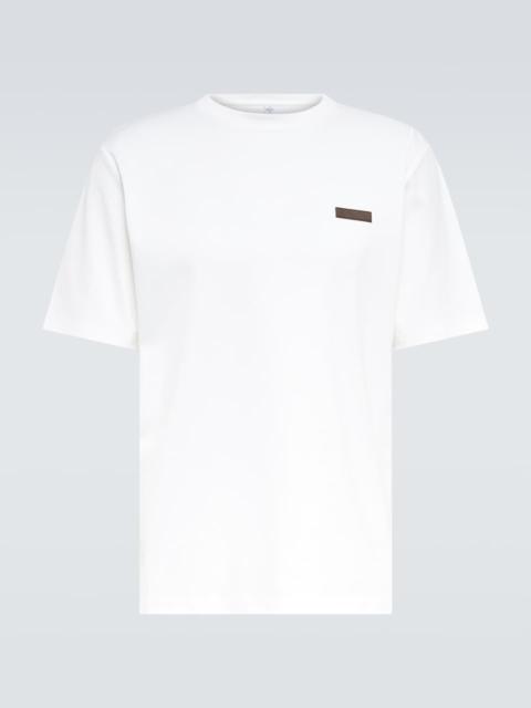 Berluti Leather-trimmed cotton T-shirt