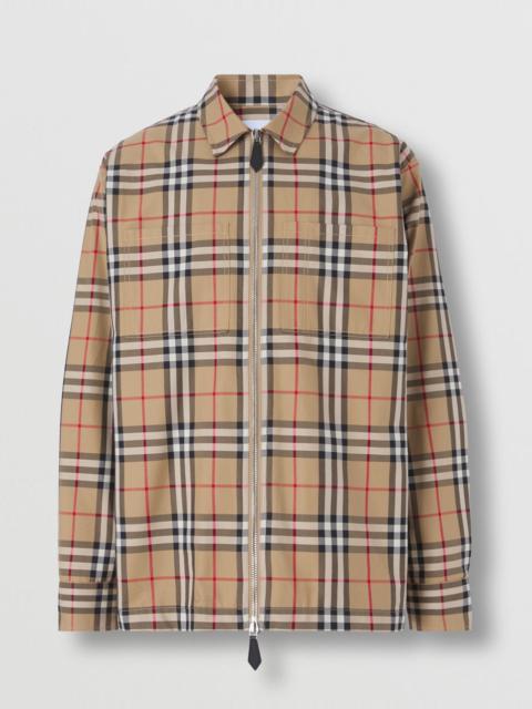 Burberry Monster Graphic Check Cotton Zip-front Shirt
