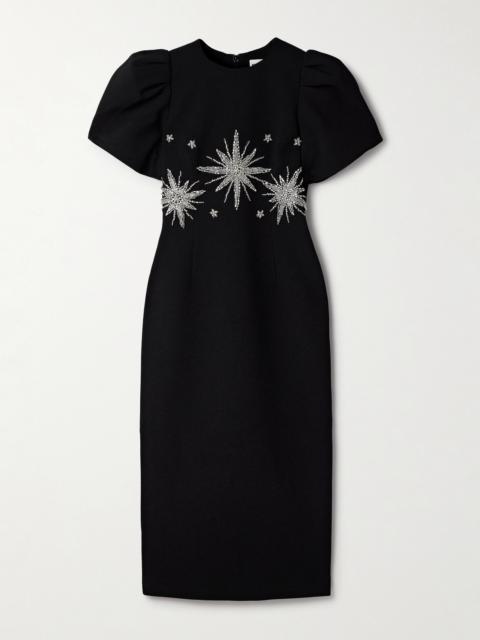 REBECCA VALLANCE Estella Crystal-embellished Crepe Midi Dress