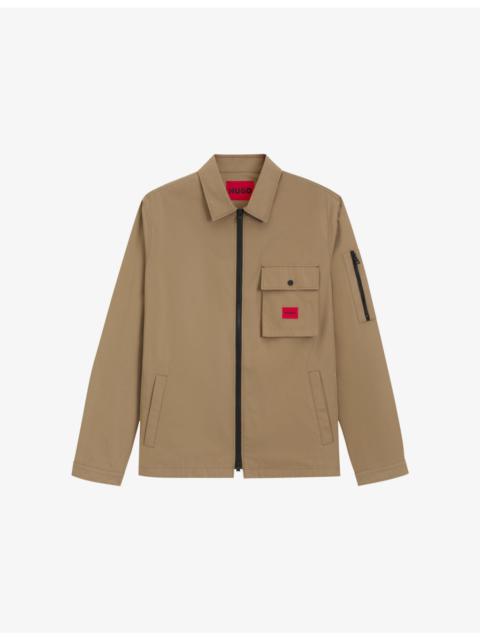 HUGO Emmond Logo-Patch Cotton Overshirt