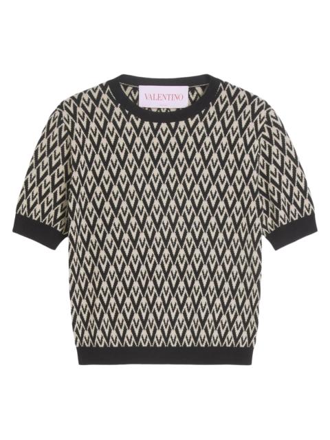 Valentino Women's Toute La V Jacquard Wool Sweater - Ivory Black