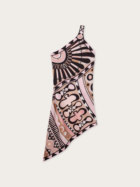 PUCCI SOLEIL PRINT ONE-SHOULDER SILK DRESS