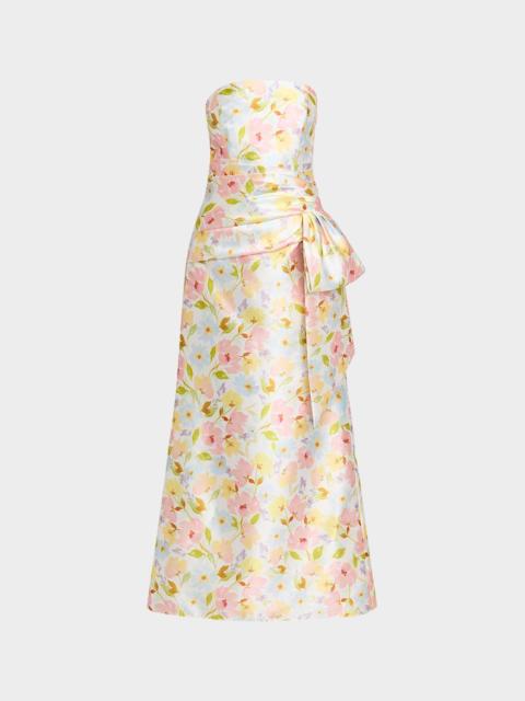 Shoshanna Jill Strapless Floral-Print Mikado Gown