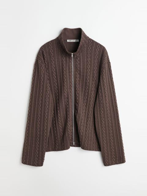 Our Legacy Shrunken Fullzip Polo Indulgent Choco Cable Jacquard