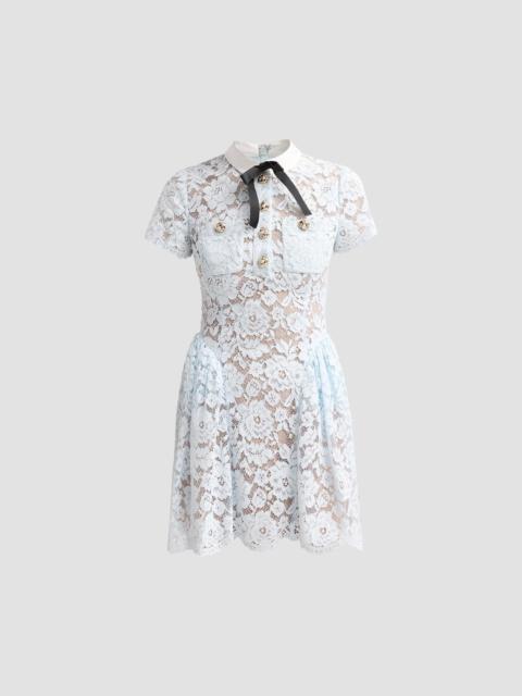 self-portrait Women's Lace Flared Mini Dress - Blue