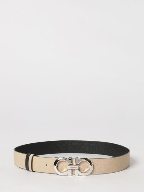 FERRAGAMO Sand Leather Reversible Belt Newbisner Cinture
