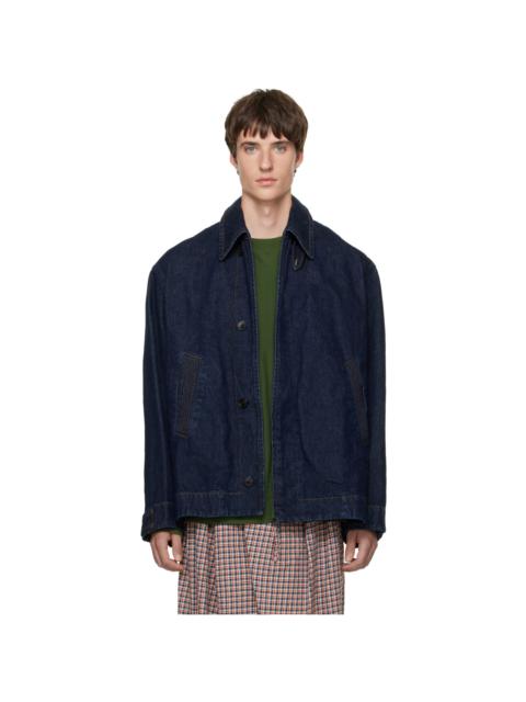 Dries Van Noten Navy Buttoned Denim Jacket