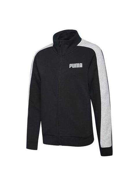 PUMA (WMNS) PUMA CONTRAST Stand Collar Color Matching Sweatshirt Black 845161-01
