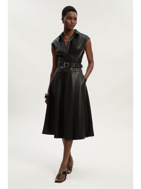 KAREN MILLEN Faux Leather Belted Midi Dress