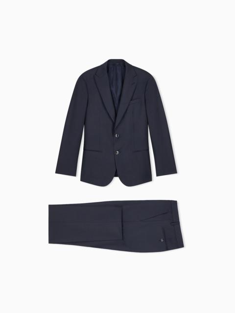 GIORGIO ARMANI SINGLE-BREASTED SUIT IN VIRGIN WOOL WITH MICRO DESIGN SOHO