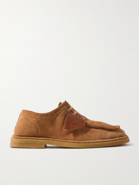 Bottega Veneta Daddy Intrecciato Leather-Trimmed Suede Boat Shoes