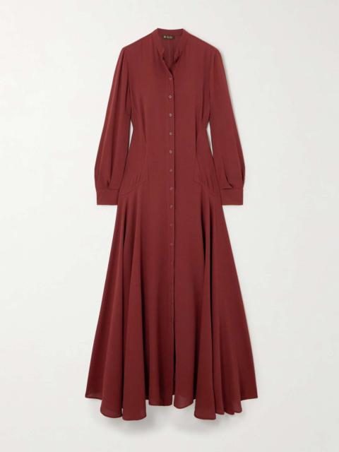 Loro Piana Asymmetric gathered silk-crepe maxi shirt dress