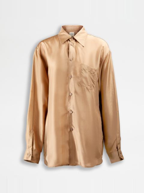 Tod's SHIRT IN SILK - BROWN