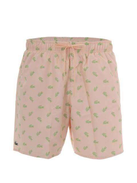 LACOSTE crocodile-print swim shorts