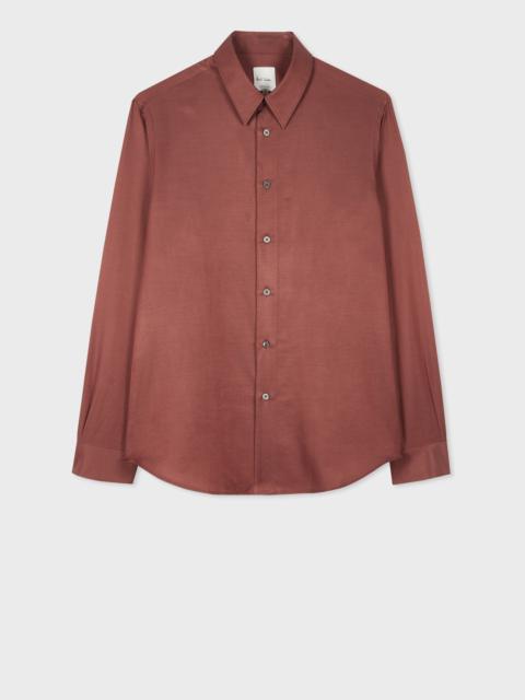 Brown Cotton-Viscose Blend Long Sleeve Shirt