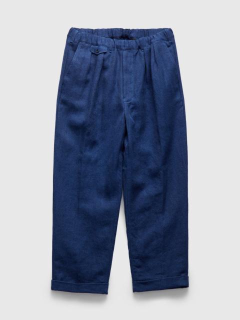 BEAMS PLUS 2-Pleats Cotton Linen Relax Trousers in Navy