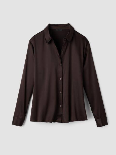 EILEEN FISHER Stretch Silk Charmeuse Classic Collar Shirt