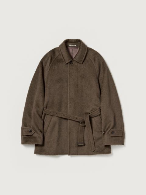 AURALEE HAIRY WOOL MOHAIR CHAMBRAY SOUTIEN COLLAR COAT
