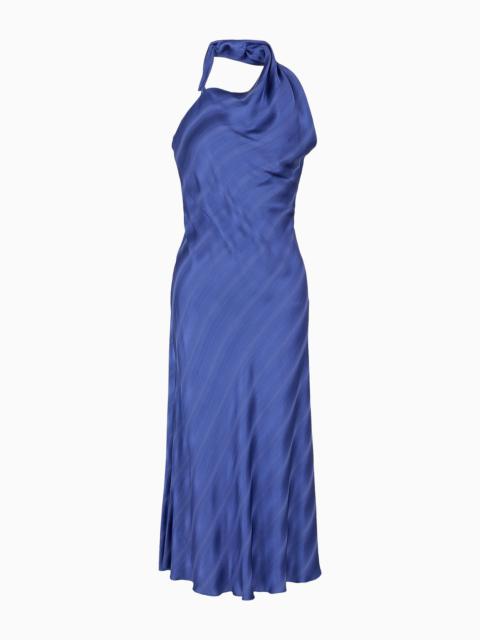 EMPORIO ARMANI One-shoulder dress in jacquard viscose with diagonal gradient-effect motif