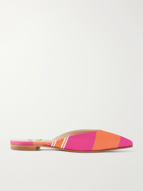 Manolo Blahnik + Emilia Wickstead striped twill mules Pink